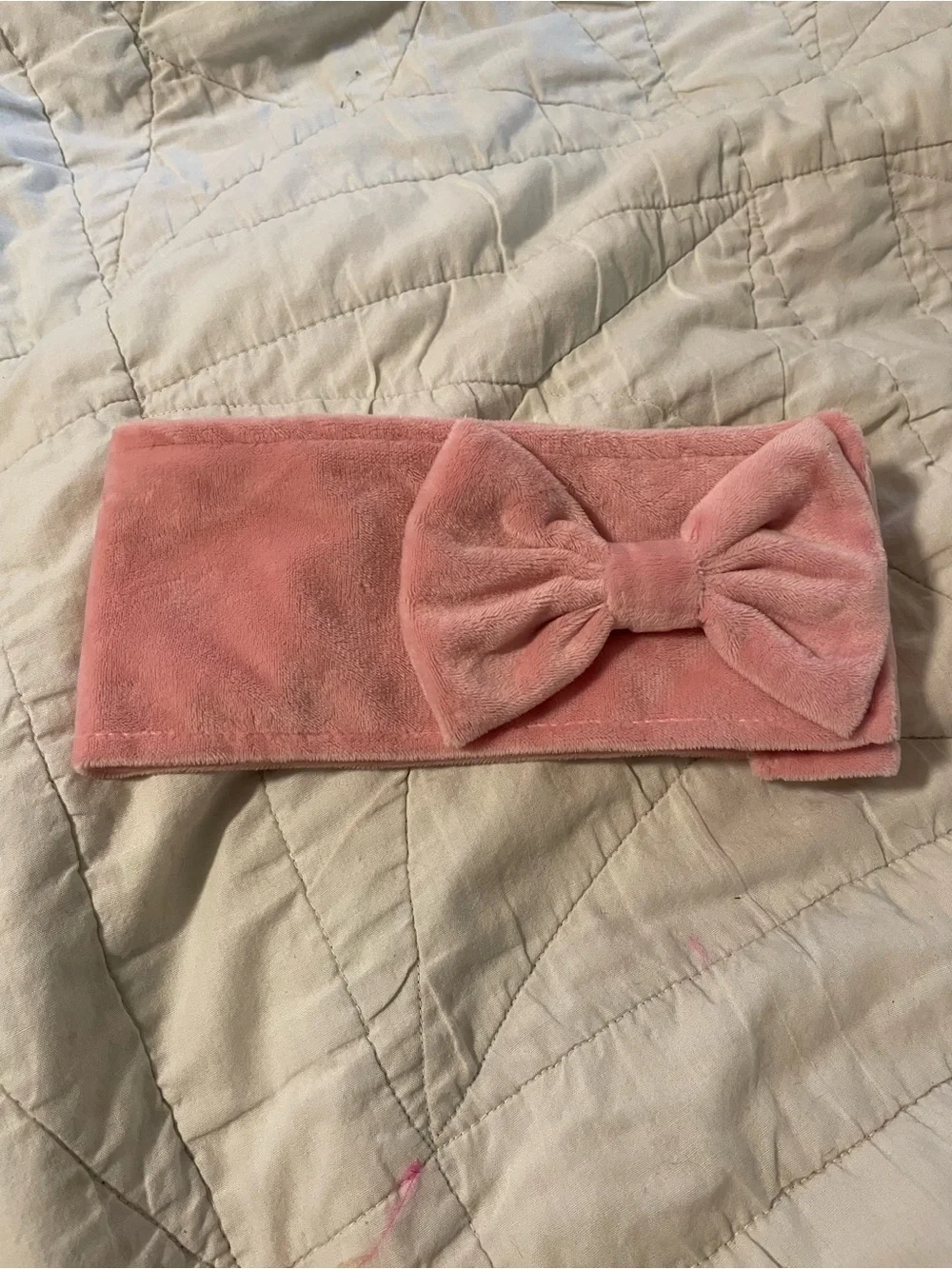 Plush Bow Stretch Headband for Kids - Soft Pink